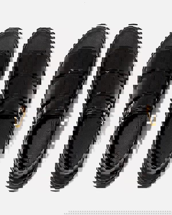 FitFlop Womens Gen-FF Leather Fisherman Sandals - All Black 090