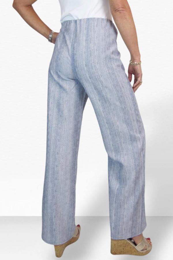 Paulo Due Women's Striped Elasticated Waist Wide Leg Trousers