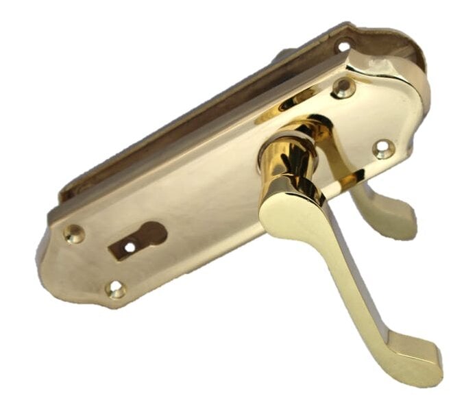 EDH Door Hardware Askworth Brass Plate Internal Lock Door Handles+ 3 Lever Mortice Sash Lock-170mm
