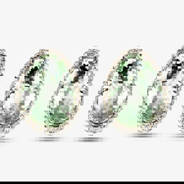 T. H. Baker 9ct White Gold Pear Cut Green Fluorite & Diamond Stud Earrings GE2341G