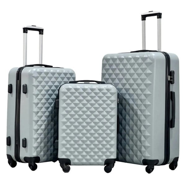 Groundlevel 3pc ABS 4 Wheel Diamond Luggage Set