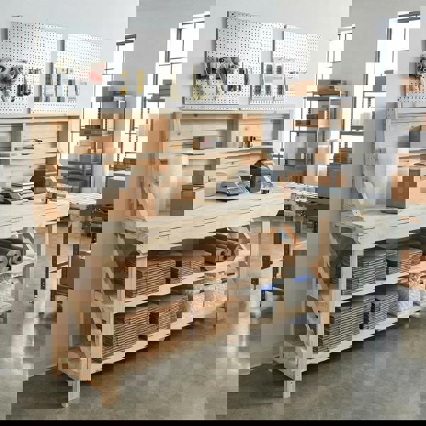 Arbor Garden Solutions Acorn Wooden Workbench With Back Panel and Double Shelf