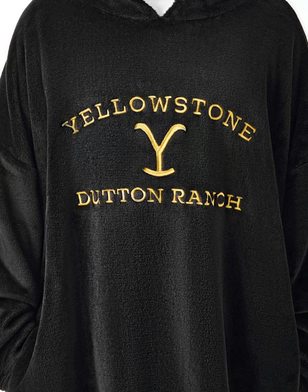 Yellowstone Mens Black Dutton Ranch Logo Blanket Hoodie (One Size)