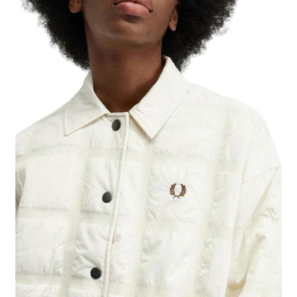 Fred Perry Snap Button Quilted Cream Bomber Jacket 6