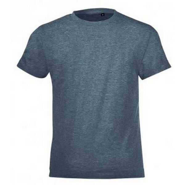 SOLS Childrens/Kids Regent Short Sleeve Fitted T-Shirt - Heather Denim