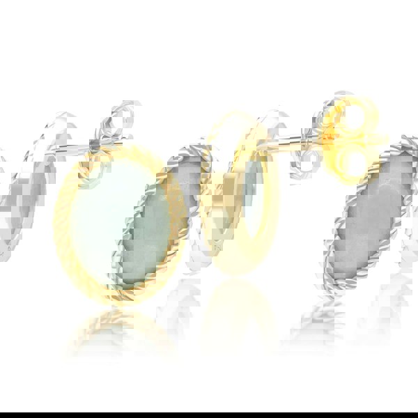 Gemondo Classic Oval Green Jadeite Stud Earrings in 9ct Yellow Gold