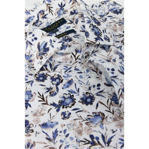 Alexandre Silver Alexandre Tailored Nivalis Blue Floral Printed Shirt