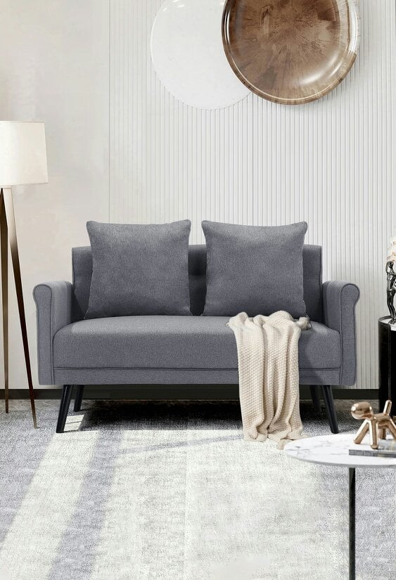 Living and Home 2 Seater Upholstered Sofa Fabric Armchair Loveseat