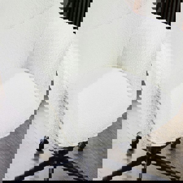 Furniture One Office Chair, Boucle Fabric Padded Armchair, Mid-back Swivel Vanity Chair - Max Load 150kgs - White