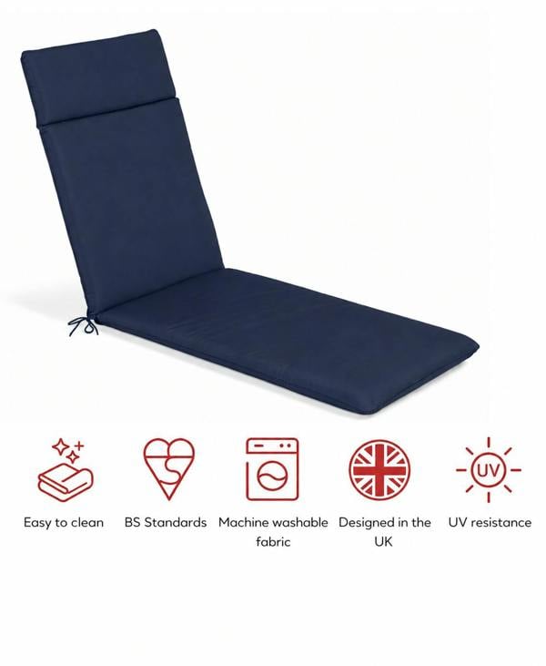 SP Range Lounger Pad Garden Cushion Navy The Garden Furniture Shop