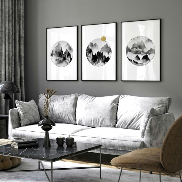 Art wall for living room | set of 3 wall art prints