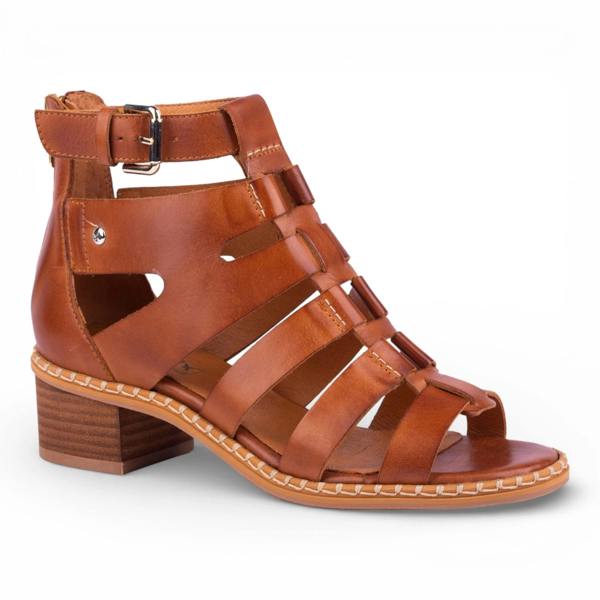 Pikolinos Blanes - Women's Brown Leather Block-Heel Sandals
