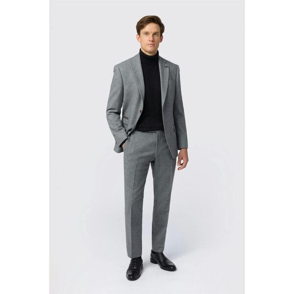 Antique Rogue Slim Fit Dark Grey Herringbone Tweed Jacket