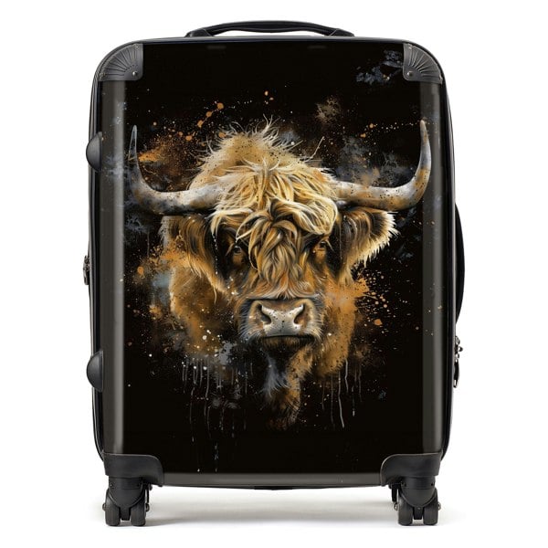 Warren Reed Bronze Splashart Highland Cow Suitcase