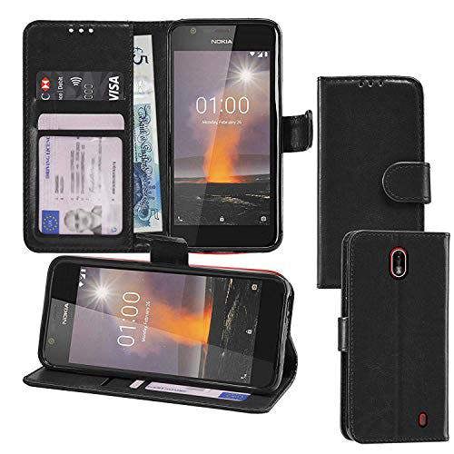 KAV - WALLET CASE COVER POUCH HOLSTER for Nokia 1 Premium PU Leather Wallet Case Cover - Black