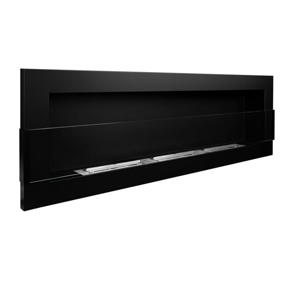 BIOFireplacesGMT Bioethanol Fireplace Wall Mounted 1200x400 Black Matt with Glass Ventless