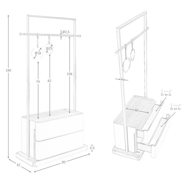 Angel Cerdá Mink leatherette, walnut, and stainless steel coat rack 3282