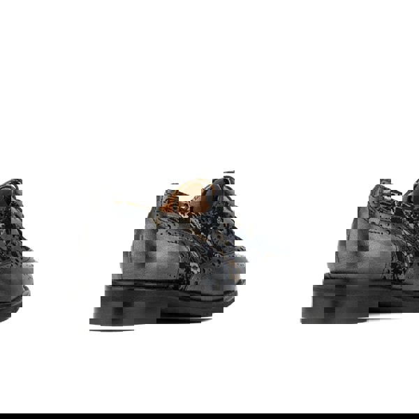 Embassy London Vivienne - Black & Grey & Gold - Women's oxford lace-up shoe with brogue details