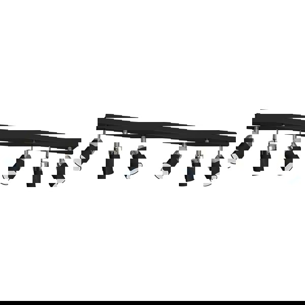 Milagro Joker Hand Made Ceiling Lamp In Matt Black With Striking Chrome Detail Featuring 6 Minmalistic Slender Cylinder Shades