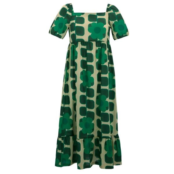 Regatta Womens Orla Kiely Giant Square Flower Summer Midi Dress - Green - Green - 100% Cotton