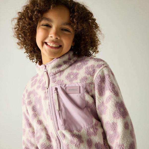 Regatta Childrens/Kids Frankie Floral Full Zip Fleece Jacket - Light Vanilla - 