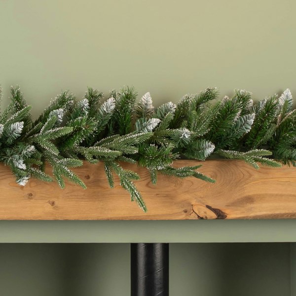 Samuel Alexander 1.8m Premier Christmas Artificial Fairmont Fir Snow Tipped Plain Green Garland