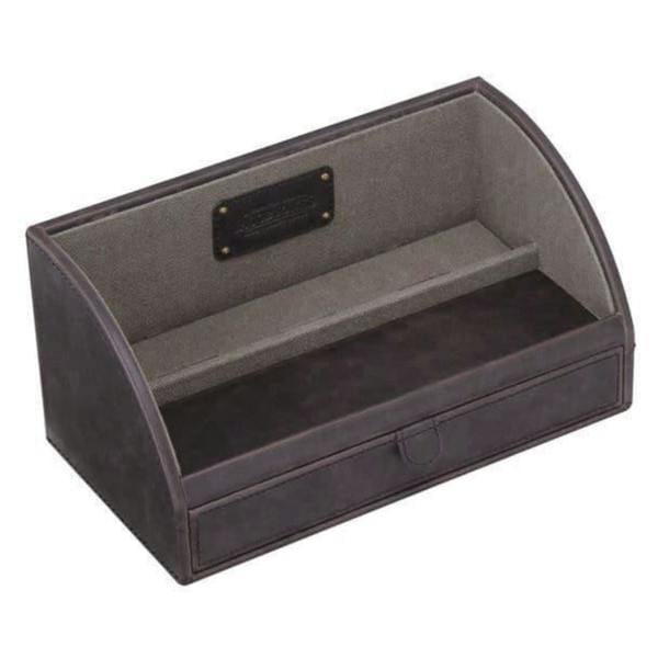 Dyzi Charging Valet Organiser with Drawer Canvas Lining Brown & Khaki