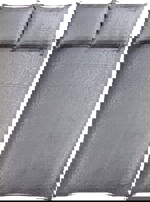 Smart Living Luxury Hotel Quality Lurex Jacquard Geometric Deco Duvet Cover with Pillowcases - Silver