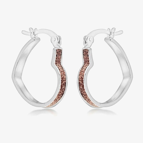 T. H. Baker Sterling Silver Rose Stardust Heart Hoop Earrings 8.51.2029