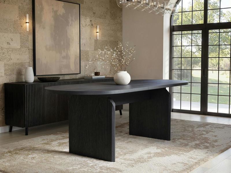 SOLACE+CO Varm & Estella Black Extendable Dining Table with Velvet Chairs