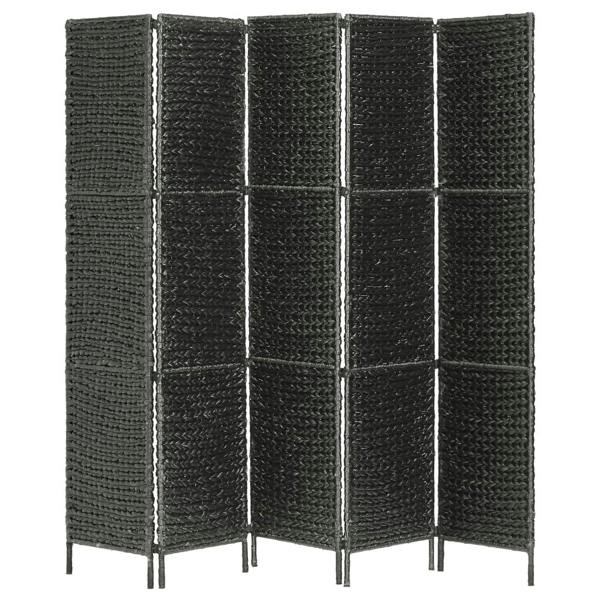 Berkfield 5-Panel Room Divider Black 193x160 cm Water Hyacinth