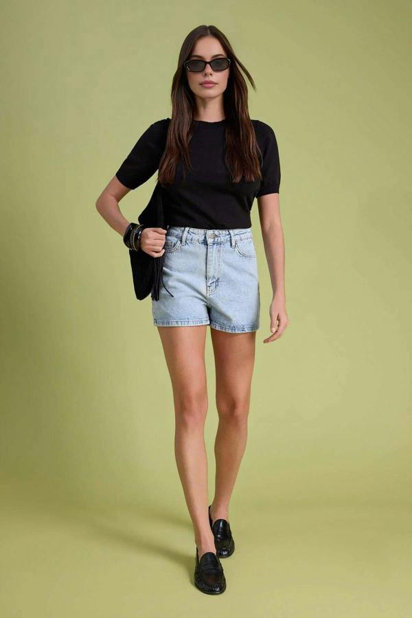 WOVCOR High-Waisted Denim Shorts