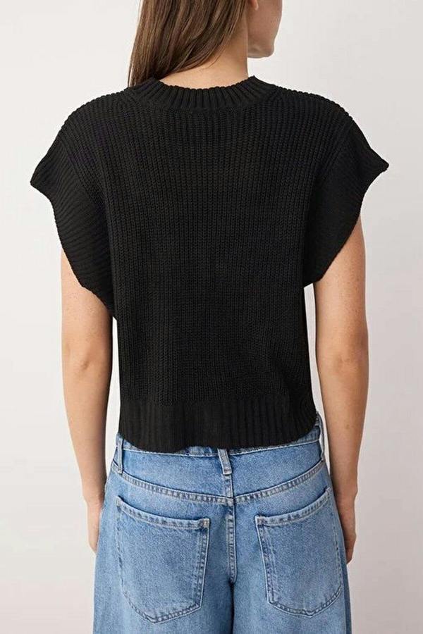WOVCOR Crop Crew Neck Knit Sweater