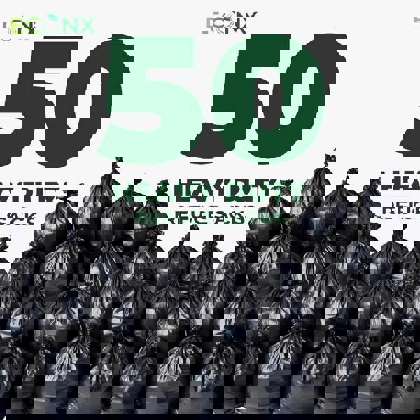 ECONX Heavy-Duty Black Refuse Sacks Bin Liners 70L Bin Bags Recycling Rubbish Bags x 100