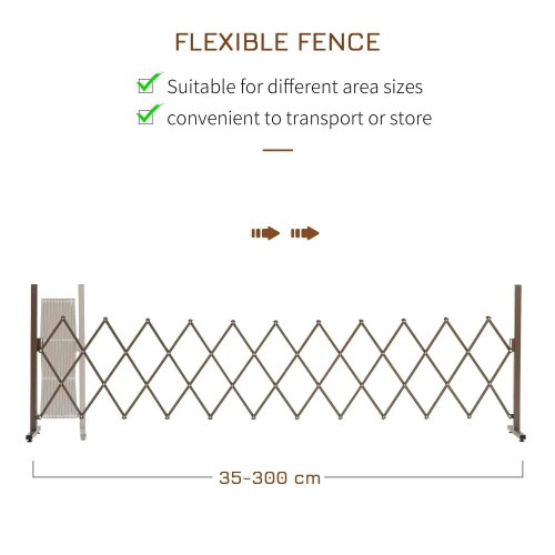 Bobobiy Expanding Trellis Fence, Freestanding Movable Fence, Foldable Garden Screen Panel, 300 x 103.5 cm, Dark Brown