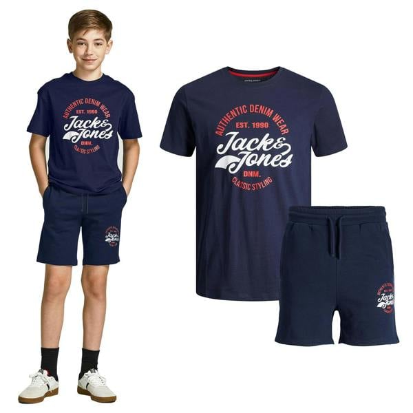 Jack & Jones Junior Cotton Tee & Shorts Set Navy Blazer Size, 128