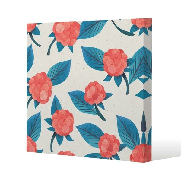 Benjamin Tate Design Watercolour floral pattern Slim Style Canvas Print  90x90cm , 15mm Slim Real wood.
