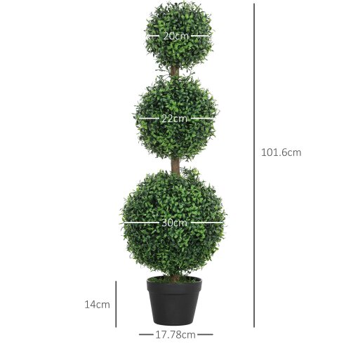 Wyld Haus Rafile Set Of 2 Artificial Boxwood Topiary Trees With Triple Ball Design H8 100cm