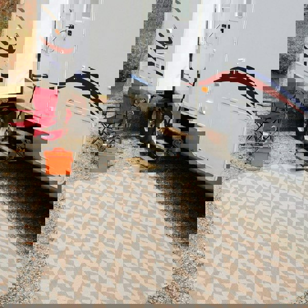 Beige Chevron Outdoor Rug for Garden | The Rugs