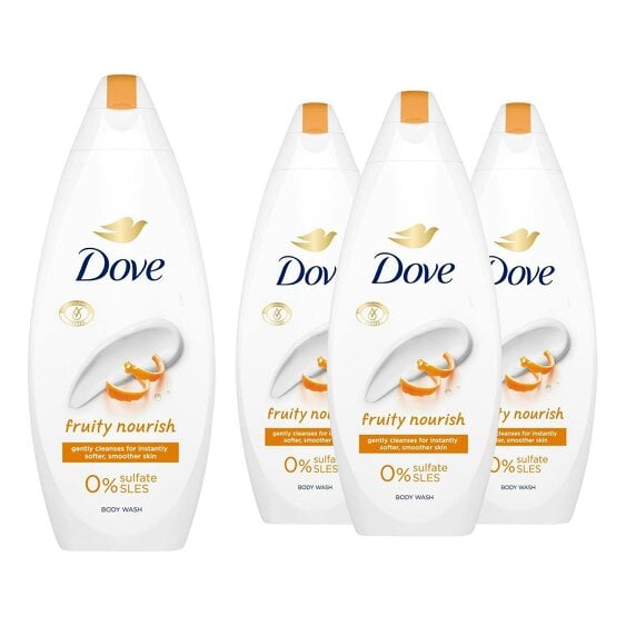 Dove Fruity Nourish Body Wash 4 Pack, 0% Sulfate SLES Shower Gel, 225ml