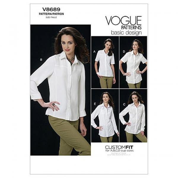Vogue Sewing Pattern 8689, Shirts for Women, 6-8-10-12 - Easy