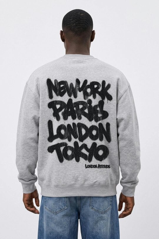 London Attitude Oversized City Graffiti Graphic Sweatshirt
