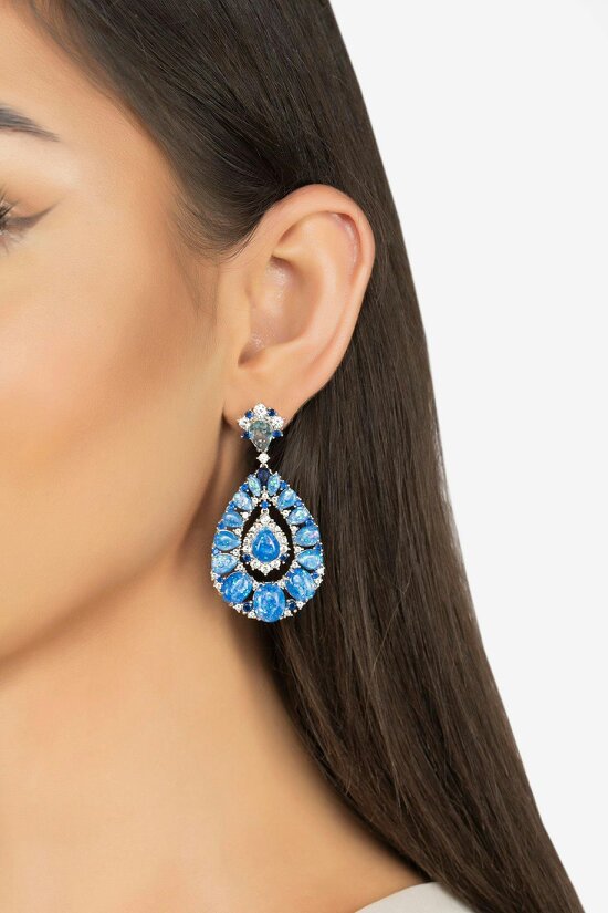 Latelita Paloma Blue Opal Drop Earrings Silver