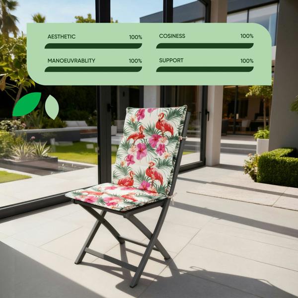 Gardenwize Pair of Outdoor Seat Cushions – Flamingo Full Length Chair Pads