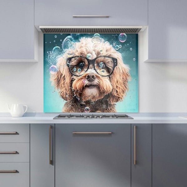 Warren Reed - Designer Cavapoo Dog With Glasses Splashart Kitchen Splashback