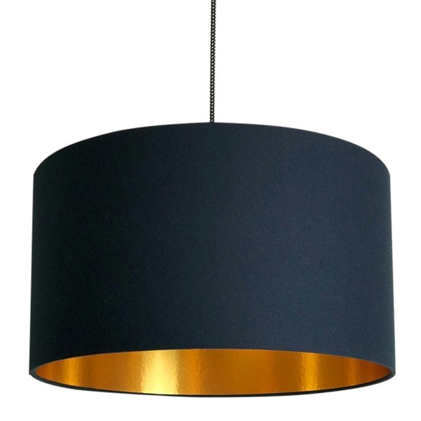 Deep Space Navy Handmade Lampshade with Gold Lining