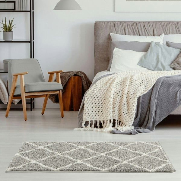 Moroccan Design Thick Shaggy Area Rugs Grey