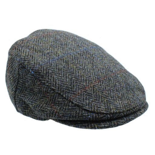 Heather Hats & Accessories Genuine Harris Tweed Wool Flat Cap, Satin Lining, Outdoor Wear, Granite