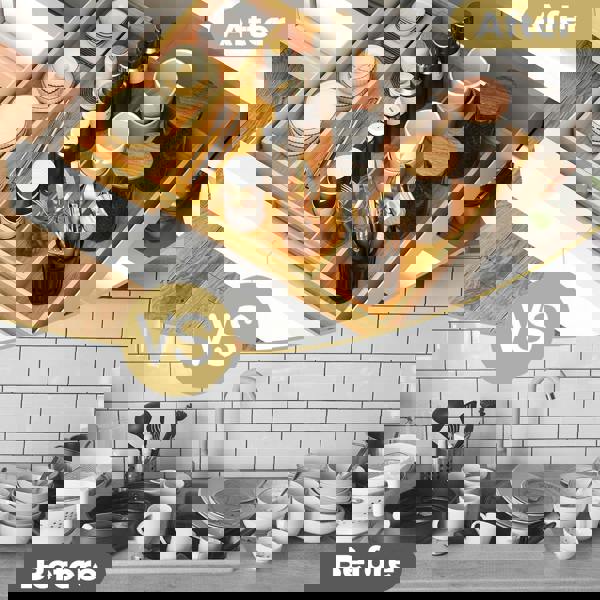 Toque Bamboo Expandable Kitchen Drawer Organiser 3-5 Slot Waterproof Storage