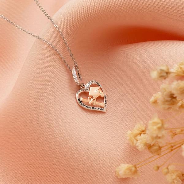 Parus Home Graduation Cap Necklace Sterling Silver Degree Pendant